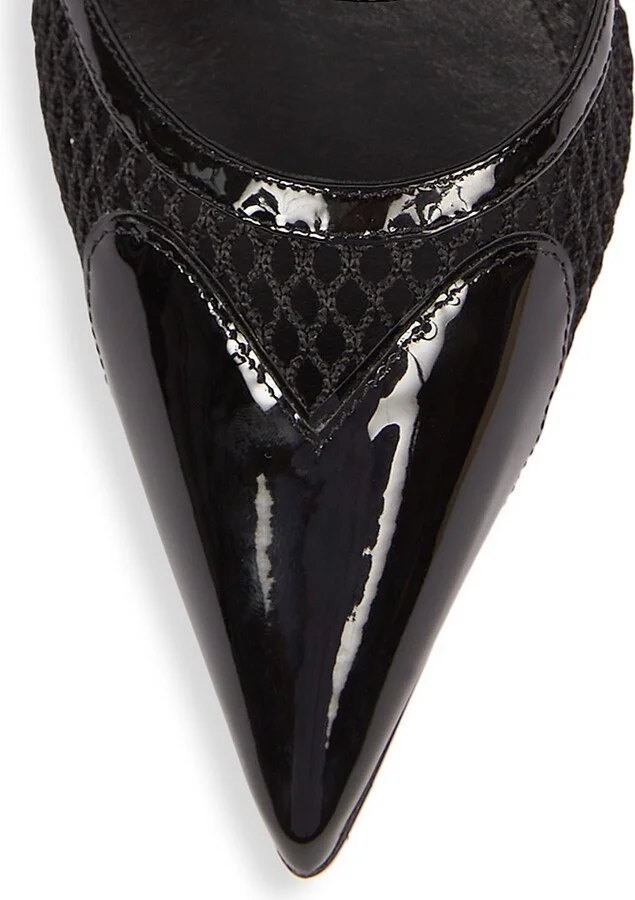 Women's Le Coeur 90MM Patent Leather & Mesh Mules - Black - Size 6 - Image 4