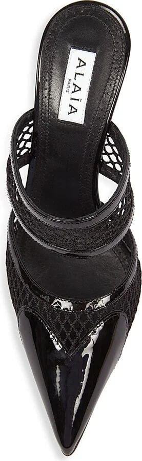 Women's Le Coeur 90MM Patent Leather & Mesh Mules - Black - Size 6 - Image 5