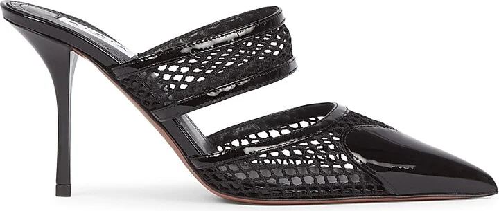 Women's Le Coeur 90MM Patent Leather & Mesh Mules - Black - Size 6