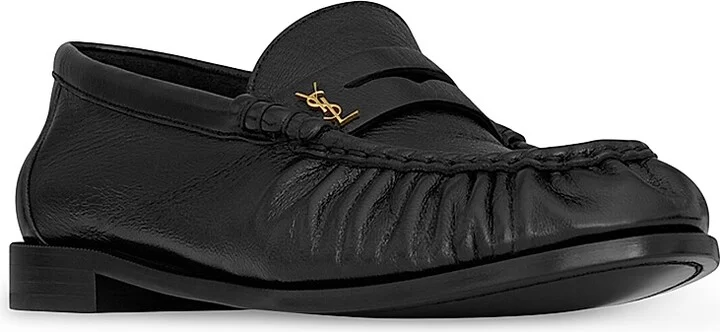Women's Le Loafer Penny Slippers in Shiny Creased Leather - Black - Size 5 - Image 2