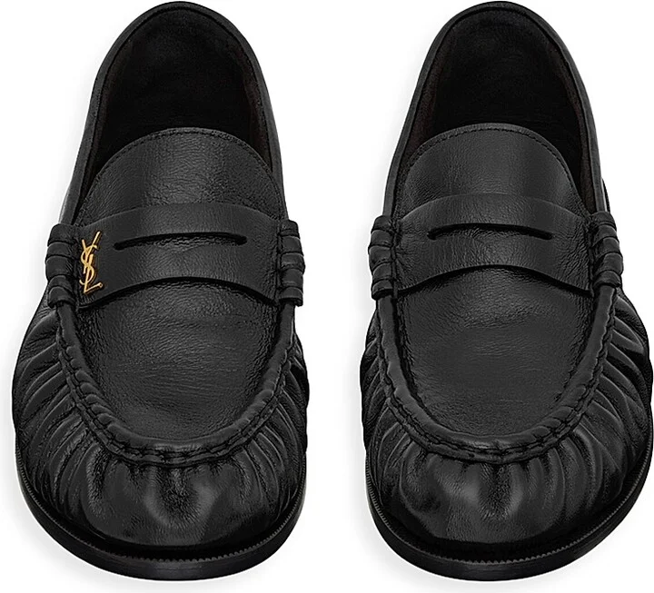 Women's Le Loafer Penny Slippers in Shiny Creased Leather - Black - Size 5 - Image 3