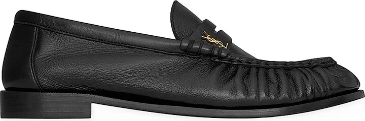 Women's Le Loafer Penny Slippers in Shiny Creased Leather - Black - Size 5