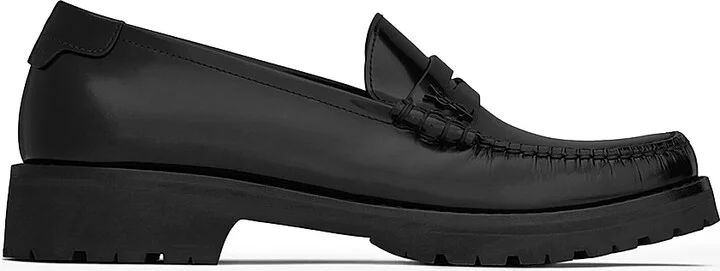 Women's Le Loafers Monogram Penny Slippers in Smooth Leather - Nero - Size 5.5