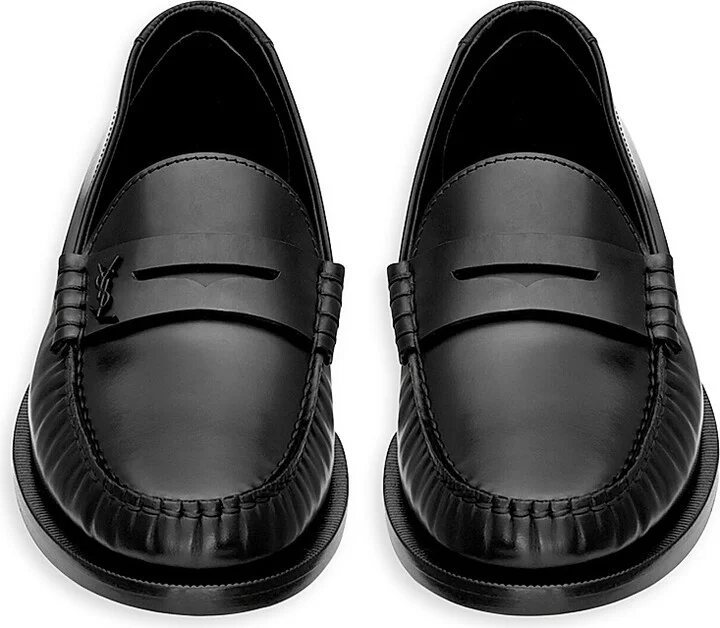 Women's Le Loafers Penny Slippers in Glazed Leather - Black - Size 5 - Image 3
