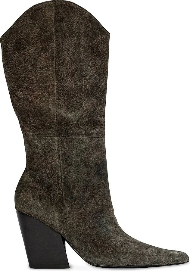 Women's Le Noa 100MM Western Boots - Dark Brown Nubuck - Size 6