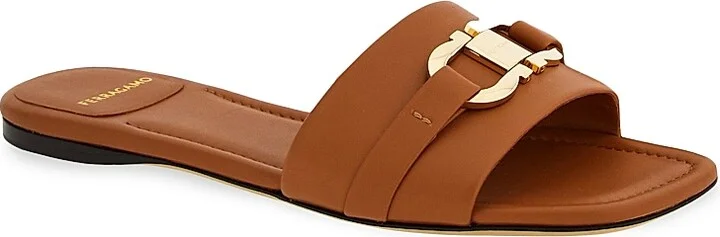 Women's Leah Leather Gancini Sandals - Tan - Size 9 - Image 2