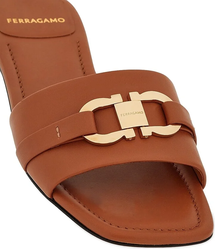 Women's Leah Leather Gancini Sandals - Tan - Size 9 - Image 4