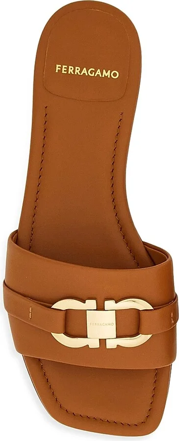 Women's Leah Leather Gancini Sandals - Tan - Size 9 - Image 5