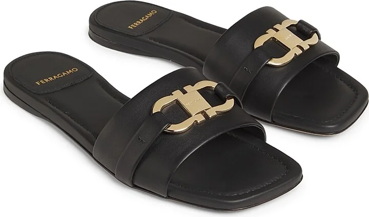 Women's Leah Leather Slides - Nero - Size 7 Sandals - Image 2