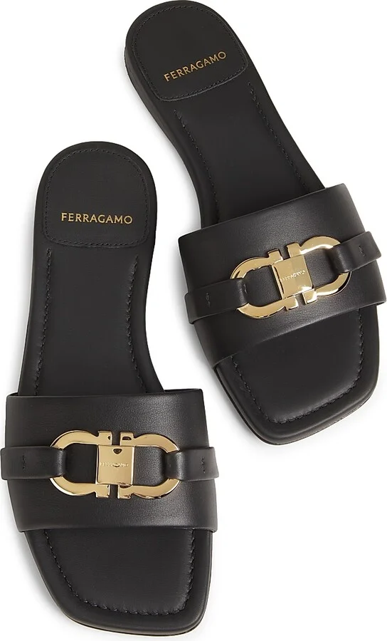 Women's Leah Leather Slides - Nero - Size 7 Sandals - Image 4