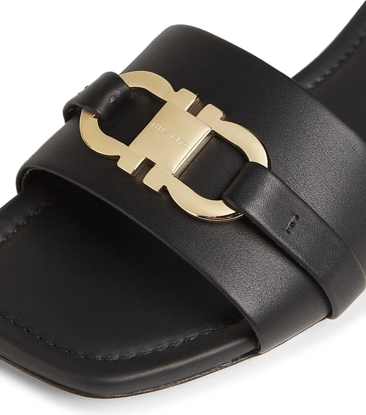 Women's Leah Leather Slides - Nero - Size 7 Sandals - Image 5
