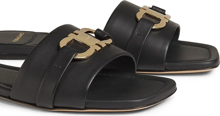 Women's Leah Leather Slides - Nero - Size 7 Sandals - Image 6