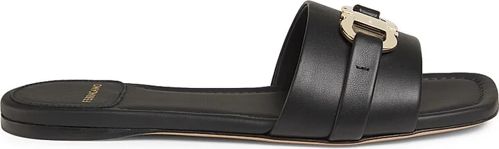 Women's Leah Leather Slides - Nero - Size 7 Sandals