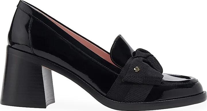 Women's Leandra 89MM Leather Block-Heel Loafers - Black - Size 7