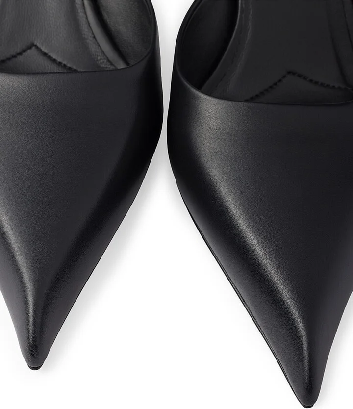 Women's Leather 55MM Mules - Black - Size 7 - Image 4