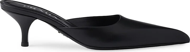 Women's Leather 55MM Mules - Black - Size 7