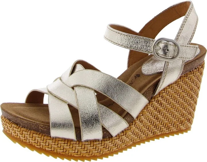 Womens Leather Adjustable Wedge Sandals