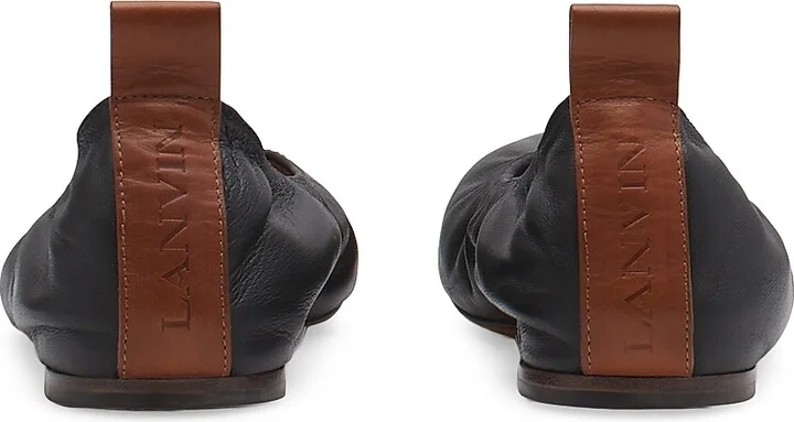 Women's Leather Ballerina Flats - Black - Size 4 - Image 3