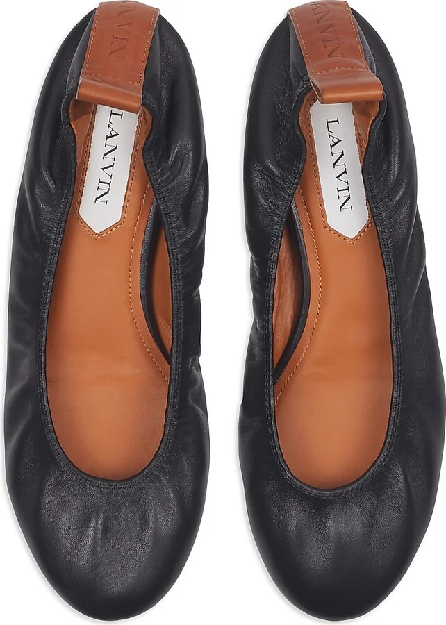 Women's Leather Ballerina Flats - Black - Size 4 - Image 4