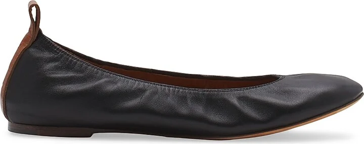 Women's Leather Ballerina Flats - Black - Size 4