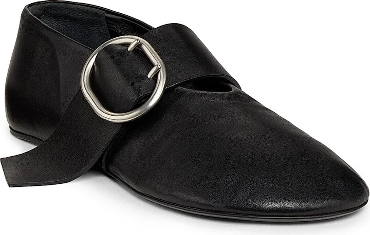 Women's Leather Ballerina Flats - Black - Size 8 - Image 2