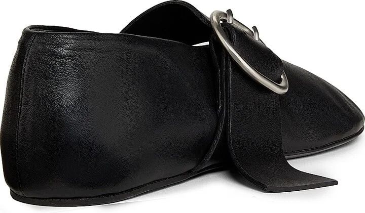 Women's Leather Ballerina Flats - Black - Size 8 - Image 3