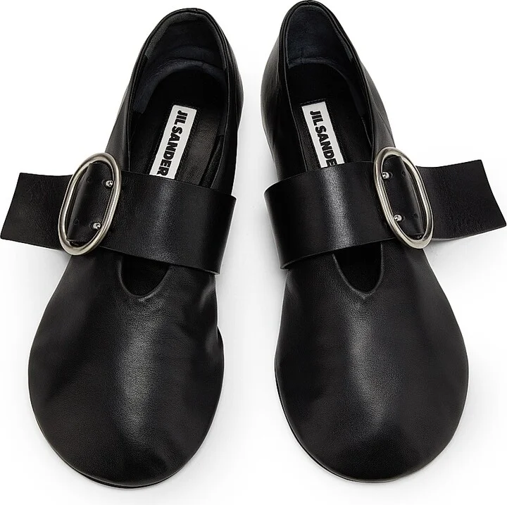 Women's Leather Ballerina Flats - Black - Size 8 - Image 4