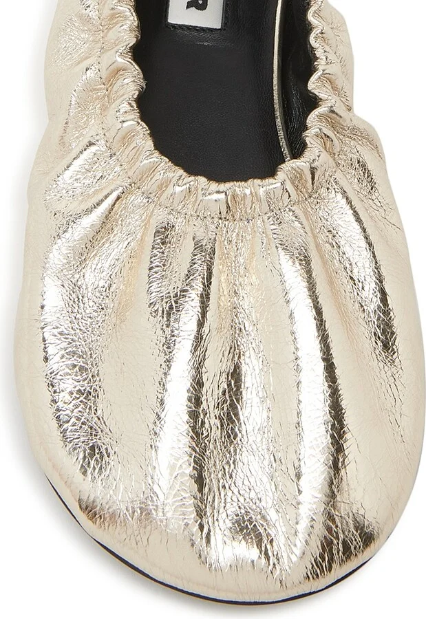 Women's Leather Ballerina Flats - Platino - Size 6 - Image 4
