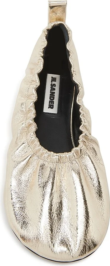 Women's Leather Ballerina Flats - Platino - Size 6 - Image 5