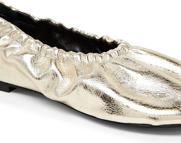 Women's Leather Ballerina Flats - Platino - Size 6 - Image 6