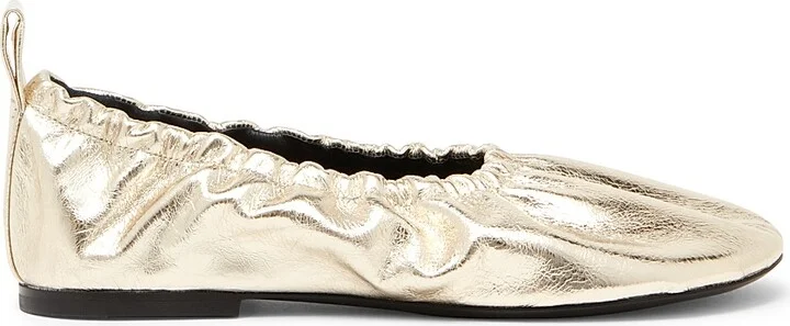 Women's Leather Ballerina Flats - Platino - Size 6