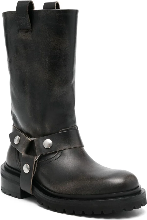 Women's Leather Biker Boots - Image 4