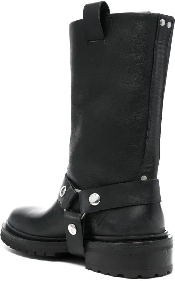 Women's Leather Biker Boots - Image 2