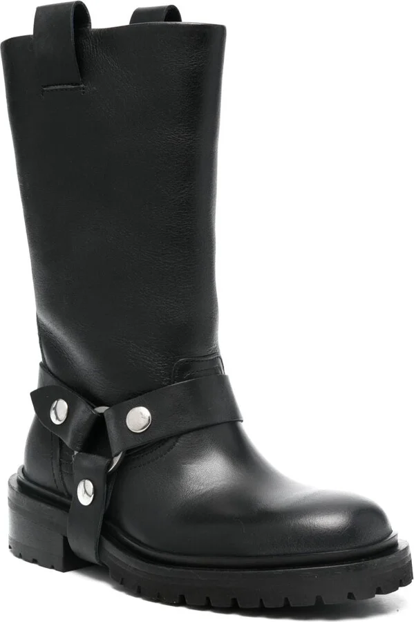 Women's Leather Biker Boots - Image 3