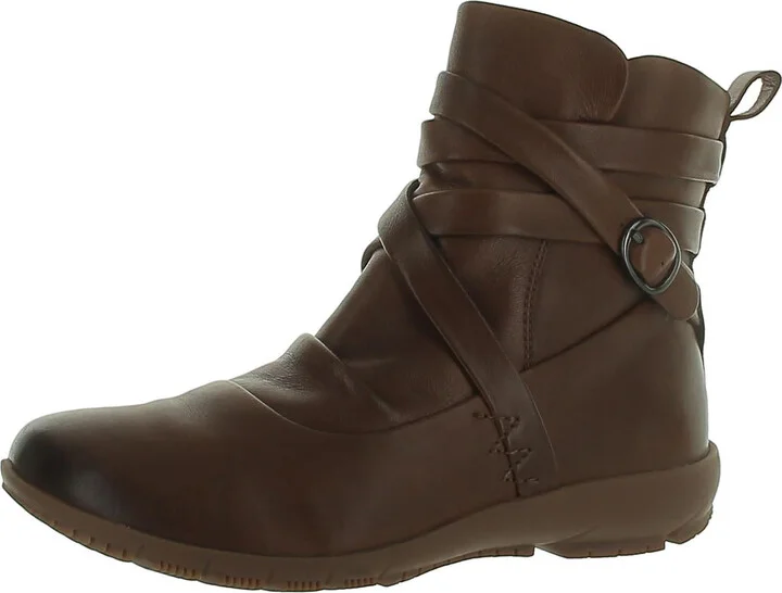 Womens Leather Buckle Ankle Boots