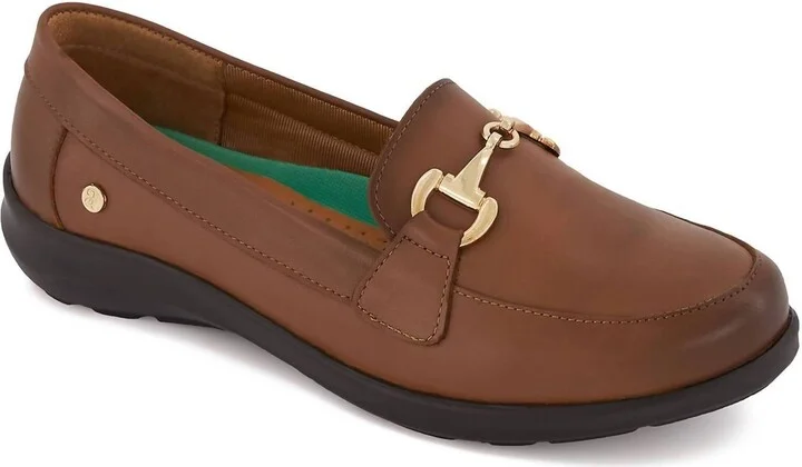 Women's Leather Comfort Moccasin Shoes In Light Brown