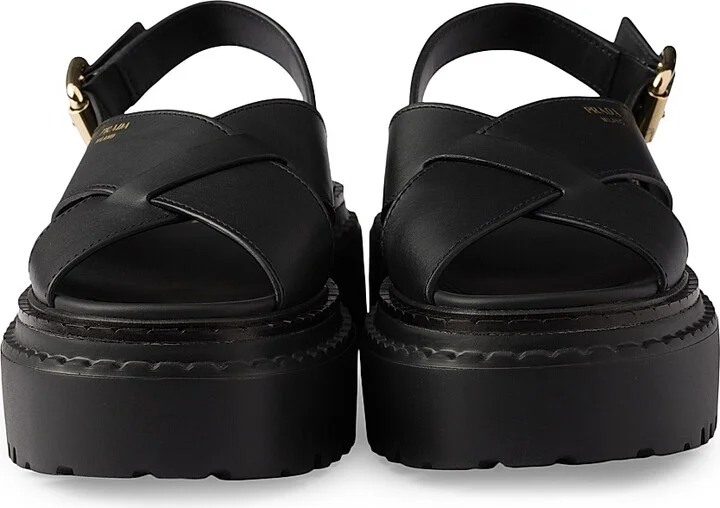 Women's Leather Crisscross Sandals - Black - Size 7.5 - Image 4