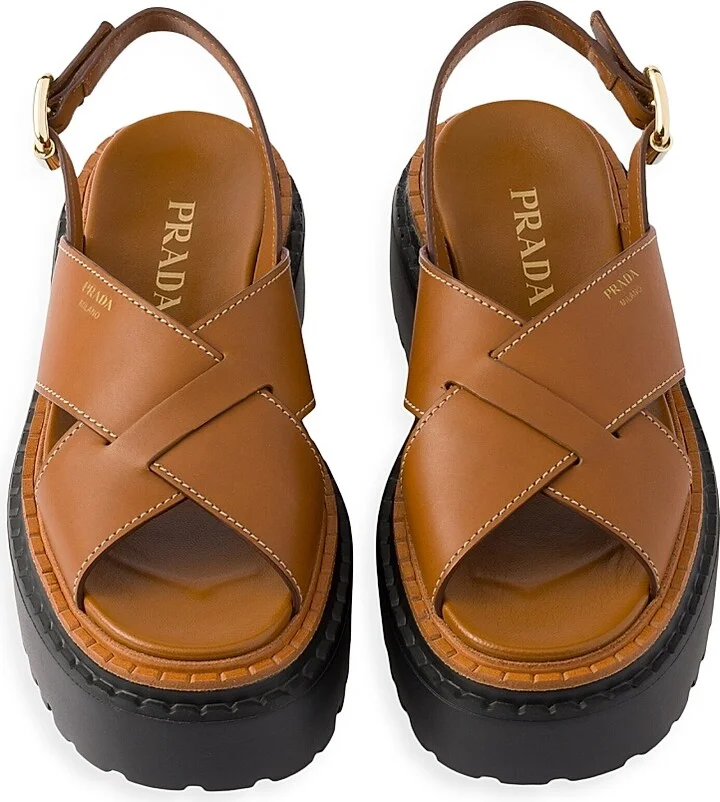 Women's Leather Crisscross Sandals - Black - Size 7.5 - Image 6