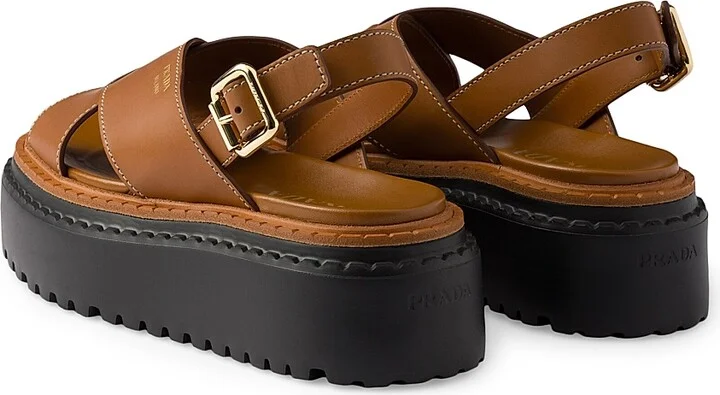 Women's Leather Crisscross Sandals - Black - Size 7.5 - Image 7