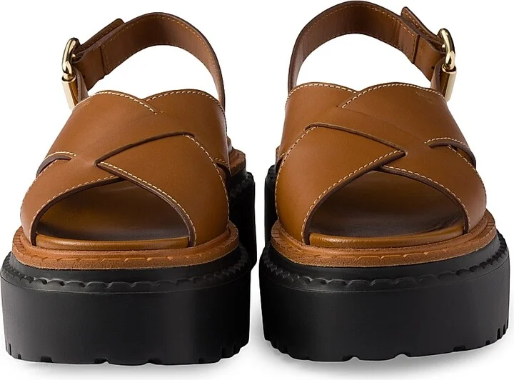 Women's Leather Crisscross Sandals - Black - Size 7.5 - Image 8
