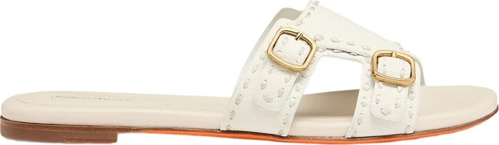 Women's leather double-buckle Didi slide sandal