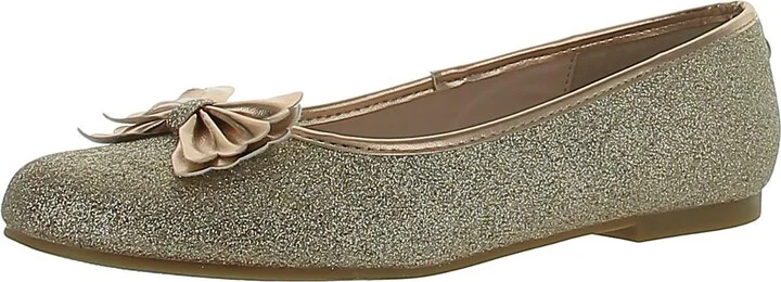 Womens Leather Glitter Ballet Flats
