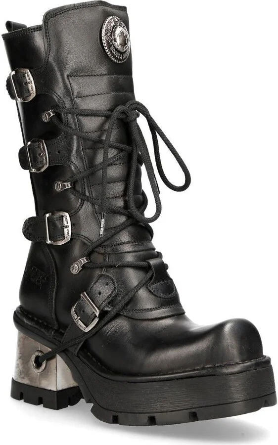 Women's Leather Gothic Mid-Calf Boots-373-S33