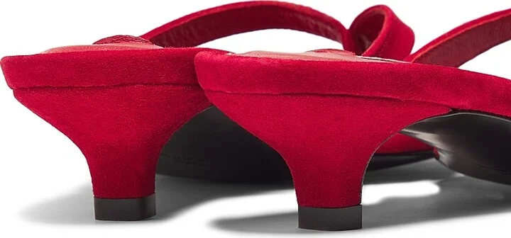 Women's Leather Heeled Flip Flops - Scarlet - Size 10 - Image 3