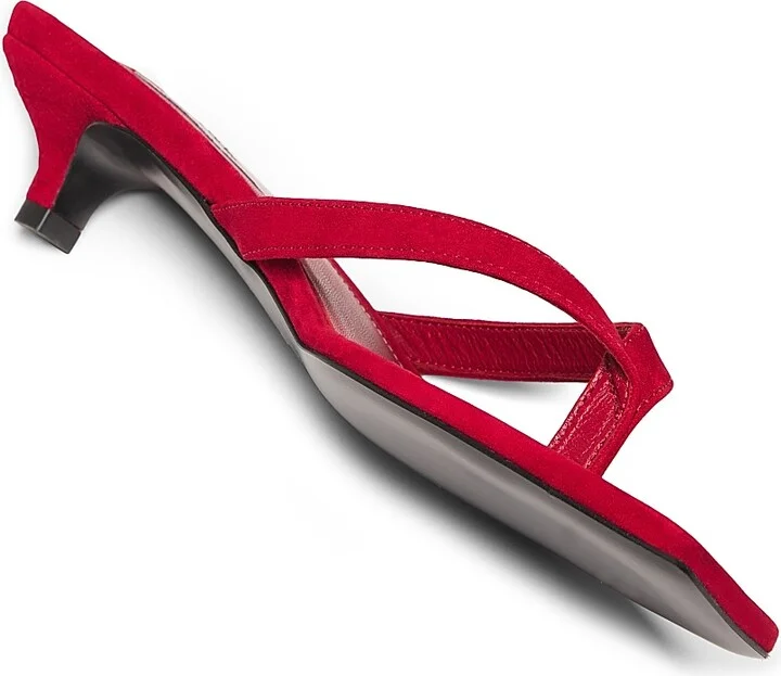 Women's Leather Heeled Flip Flops - Scarlet - Size 10 - Image 5