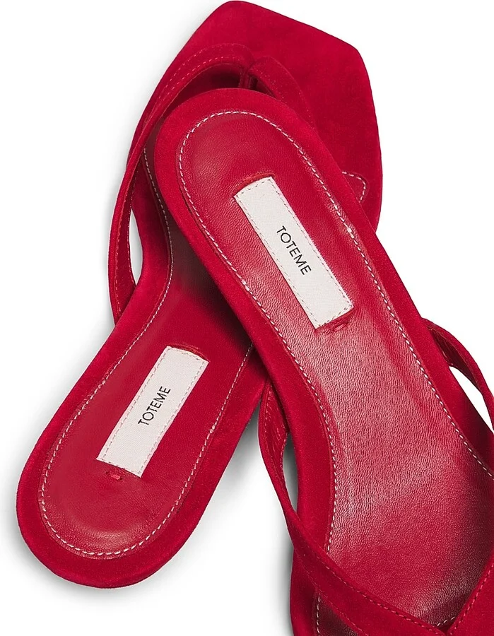 Women's Leather Heeled Flip Flops - Scarlet - Size 10 - Image 6