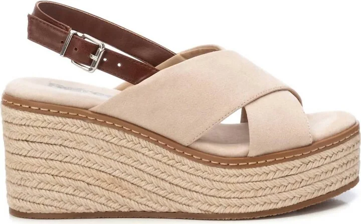 Women's Leather Heeled Sandals In Beige