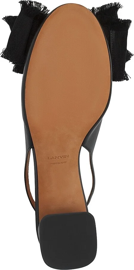 Women's Leather Heeled Slingback Ballerinas - Black - Size 4 - Image 6