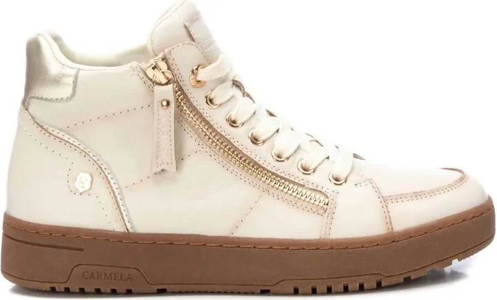 Women's Leather High Top Sneakers In Iice