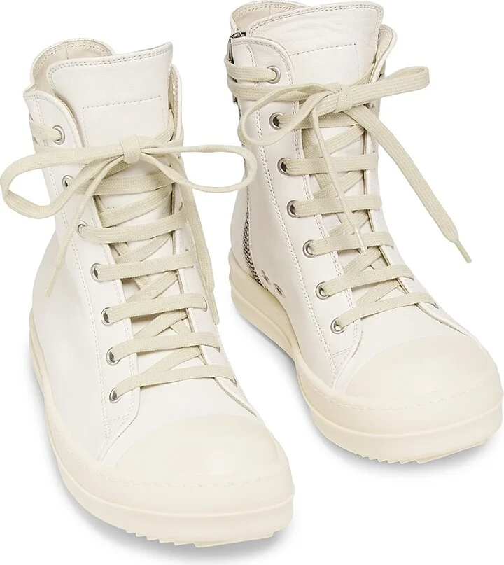 Women's Leather High-Top Sneakers - Milk - Size 11 - Image 2